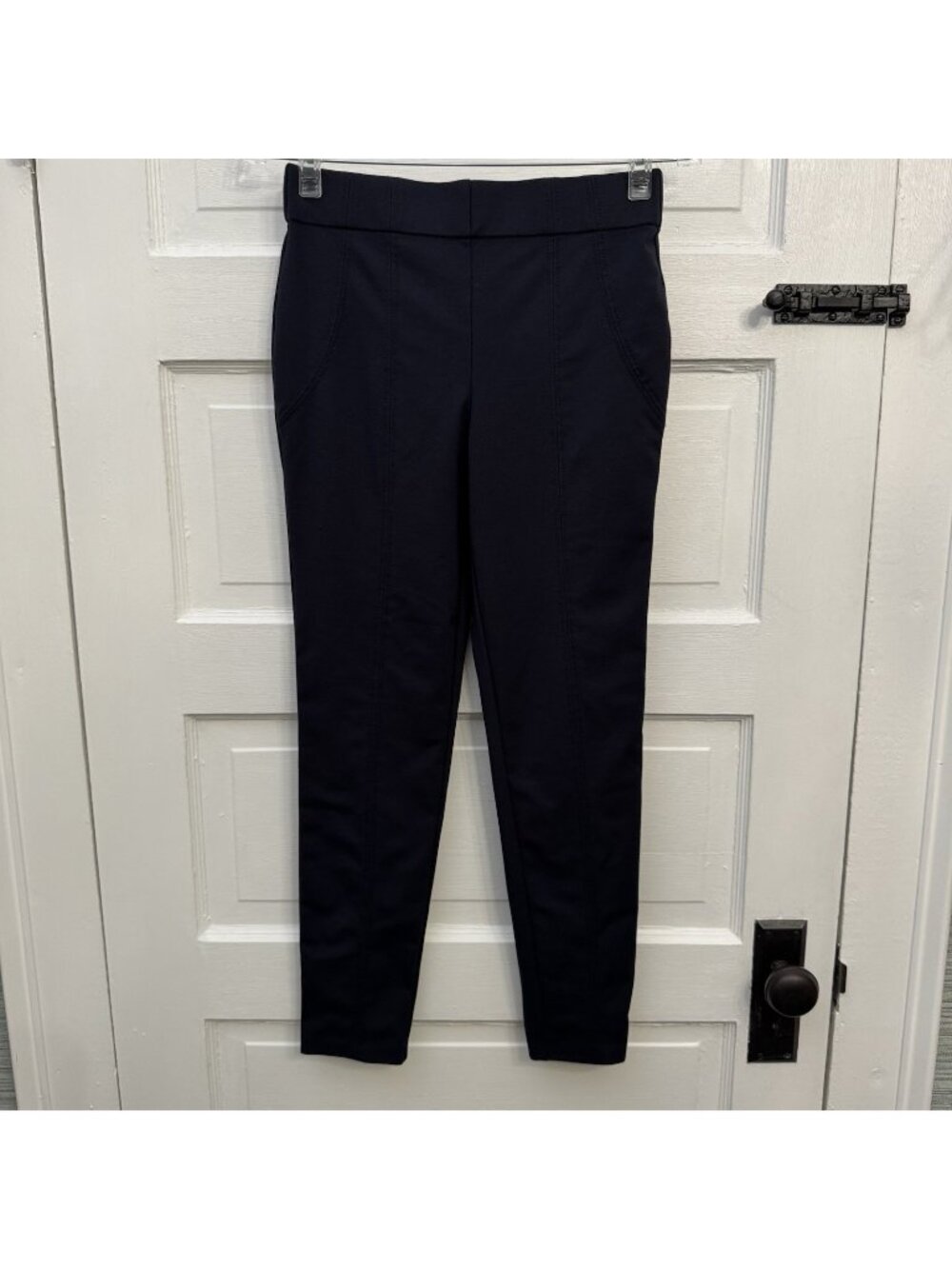 Thalian Jena Womens 4 Navy Ponte Pull On Skinny Dress Pants Stretch